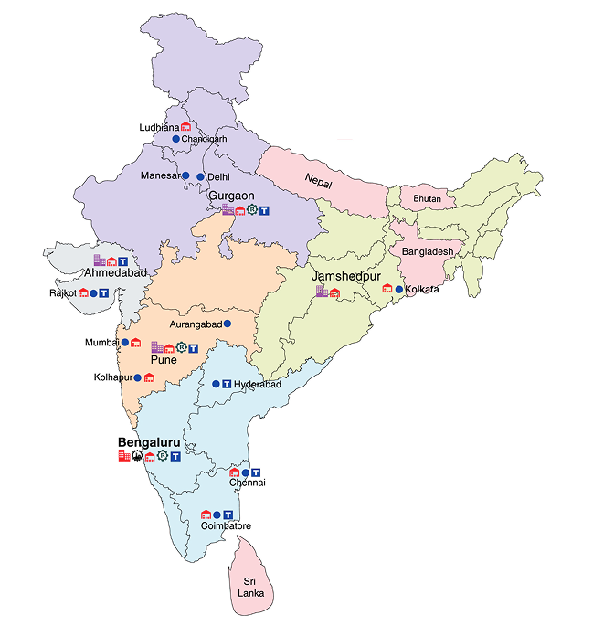Mitsubishi Electric CNC Network in India Map